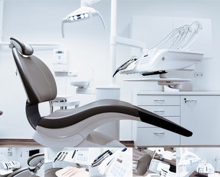Surgery room with chair and equipment inside dentists in Glasgow city centre